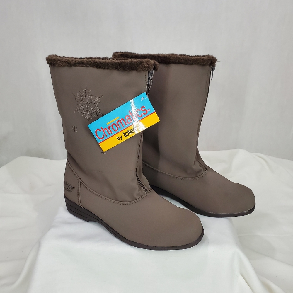Chromatics by Totes Waterproof Boots Size 9XW ( Extra Wide) Rain Snow Warm Fur